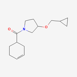 molecular formula C15H23NO2 B2674178 Cyclohex-3-en-1-yl(3-(cyclopropylmethoxy)pyrrolidin-1-yl)methanone CAS No. 2034520-01-7