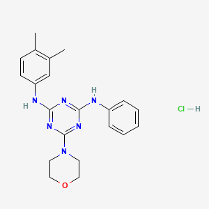 molecular formula C21H25ClN6O B2674208 N2-(3,4-dimethylphenyl)-6-morpholino-N4-phenyl-1,3,5-triazine-2,4-diamine hydrochloride CAS No. 1179495-04-5