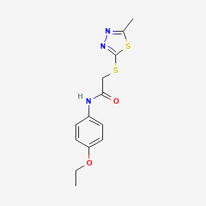 molecular formula C13H15N3O2S2 B2674212 N-(4-Ethoxyphenyl)-2-((5-methyl-1,3,4-thiadiazol-2-yl)thio)acetamide CAS No. 303090-82-6