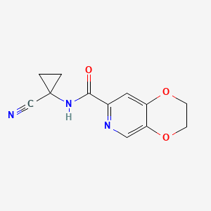 molecular formula C12H11N3O3 B2674234 N-(1-Cyanocyclopropyl)-2,3-dihydro-[1,4]dioxino[2,3-c]pyridine-7-carboxamide CAS No. 2418674-96-9