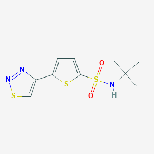 molecular formula C10H13N3O2S3 B2674236 N-(tert-butyl)-5-(1,2,3-thiadiazol-4-yl)-2-thiophenesulfonamide CAS No. 477867-53-1