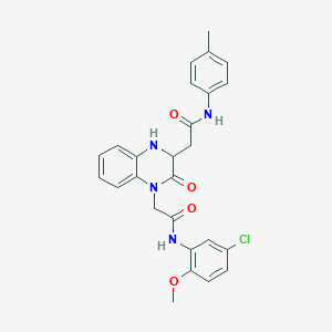 molecular formula C26H25ClN4O4 B2674252 N-(5-chloro-2-methoxyphenyl)-2-(3-{[(4-methylphenyl)carbamoyl]methyl}-2-oxo-1,2,3,4-tetrahydroquinoxalin-1-yl)acetamide CAS No. 1101134-84-2