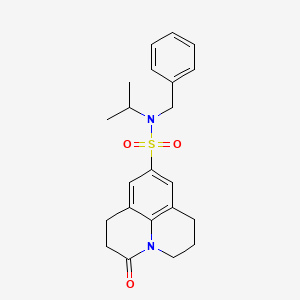 molecular formula C22H26N2O3S B2674265 N-benzyl-N-isopropyl-3-oxo-1,2,3,5,6,7-hexahydropyrido[3,2,1-ij]quinoline-9-sulfonamide CAS No. 898464-55-6