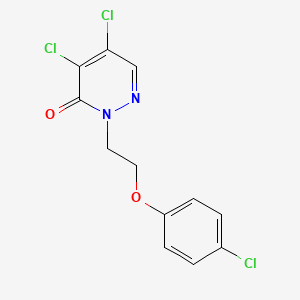 molecular formula C12H9Cl3N2O2 B2674307 4,5-Dichloro-2-[2-(4-chlorophenoxy)ethyl]-2,3-dihydropyridazin-3-one CAS No. 875164-09-3