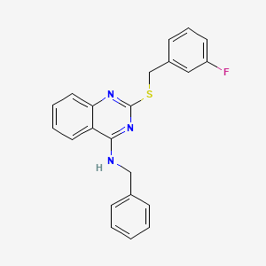 molecular formula C22H18FN3S B2674317 N-benzyl-2-{[(3-fluorophenyl)methyl]sulfanyl}quinazolin-4-amine CAS No. 422531-81-5