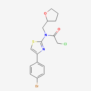 molecular formula C16H16BrClN2O2S B2674346 N-[4-(4-bromophenyl)-1,3-thiazol-2-yl]-2-chloro-N-(oxolan-2-ylmethyl)acetamide CAS No. 735322-63-1