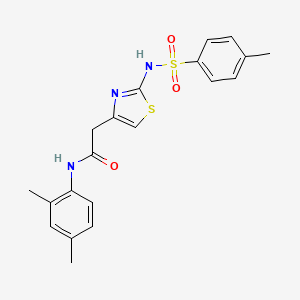 molecular formula C20H21N3O3S2 B2674374 N-(2,4-dimethylphenyl)-2-[2-(4-methylbenzenesulfonamido)-1,3-thiazol-4-yl]acetamide CAS No. 922100-96-7