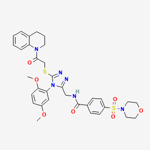 molecular formula C33H36N6O7S2 B2674407 N-((5-((2-(3,4-dihydroquinolin-1(2H)-yl)-2-oxoethyl)thio)-4-(2,5-dimethoxyphenyl)-4H-1,2,4-triazol-3-yl)methyl)-4-(morpholinosulfonyl)benzamide CAS No. 309968-70-5