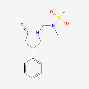 molecular formula C13H18N2O3S B2674426 N-methyl-N-[(2-oxo-4-phenylpyrrolidin-1-yl)methyl]methanesulfonamide CAS No. 114261-42-6