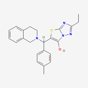 molecular formula C23H24N4OS B2674445 5-((3,4-dihydroisoquinolin-2(1H)-yl)(p-tolyl)methyl)-2-ethylthiazolo[3,2-b][1,2,4]triazol-6-ol CAS No. 898350-02-2