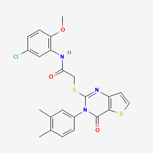 molecular formula C23H20ClN3O3S2 B2674461 N-(5-chloro-2-methoxyphenyl)-2-{[3-(3,4-dimethylphenyl)-4-oxo-3,4-dihydrothieno[3,2-d]pyrimidin-2-yl]sulfanyl}acetamide CAS No. 1252822-58-4