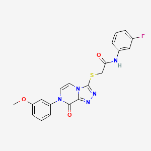 molecular formula C20H16FN5O3S B2674473 N-(3-fluorophenyl)-2-{[7-(3-methoxyphenyl)-8-oxo-7H,8H-[1,2,4]triazolo[4,3-a]pyrazin-3-yl]sulfanyl}acetamide CAS No. 1242962-25-9