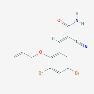B2674502 (E)-2-cyano-3-(3,5-dibromo-2-prop-2-enoxyphenyl)prop-2-enamide CAS No. 380474-67-9