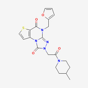 molecular formula C20H21N5O4S B2674503 4-(2-FURYLMETHYL)-2-[2-(4-METHYLPIPERIDINO)-2-OXOETHYL]-2,4-DIHYDROTHIENO[2,3-E][1,2,4]TRIAZOLO[4,3-A]PYRIMIDINE-1,5-DIONE CAS No. 1358379-60-8
