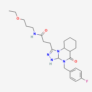 molecular formula C24H26FN5O3 B2674544 N-(3-ethoxypropyl)-3-{4-[(4-fluorophenyl)methyl]-5-oxo-4H,5H-[1,2,4]triazolo[4,3-a]quinazolin-1-yl}propanamide CAS No. 902961-21-1