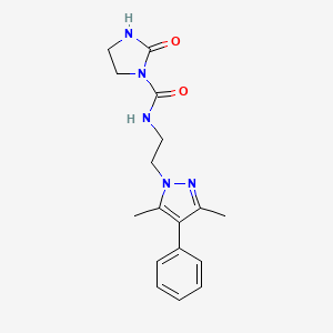 molecular formula C17H21N5O2 B2674546 N-(2-(3,5-dimethyl-4-phenyl-1H-pyrazol-1-yl)ethyl)-2-oxoimidazolidine-1-carboxamide CAS No. 2034327-51-8
