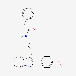 molecular formula C25H24N2O2S B2674555 N-(2-((2-(4-methoxyphenyl)-1H-indol-3-yl)thio)ethyl)-2-phenylacetamide CAS No. 850916-79-9