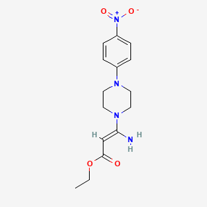molecular formula C15H20N4O4 B2674577 ethyl (2E)-3-amino-3-[4-(4-nitrophenyl)piperazin-1-yl]prop-2-enoate CAS No. 338406-30-7