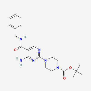 molecular formula C21H28N6O3 B2674603 Tert-butyl 4-[4-amino-5-(benzylcarbamoyl)pyrimidin-2-yl]piperazine-1-carboxylate CAS No. 1251629-61-4