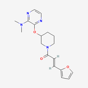 molecular formula C18H22N4O3 B2674635 (E)-1-(3-((3-(dimethylamino)pyrazin-2-yl)oxy)piperidin-1-yl)-3-(furan-2-yl)prop-2-en-1-one CAS No. 2035008-29-6