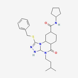1-(benzylsulfanyl)-N-cyclopentyl-4-(3-methylbutyl)-5-oxo-4H,5H-[1,2,4]triazolo[4,3-a]quinazoline-8-carboxamide