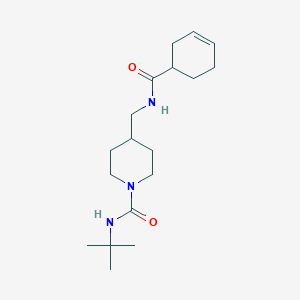 molecular formula C18H31N3O2 B2674650 N-(tert-butyl)-4-((cyclohex-3-enecarboxamido)methyl)piperidine-1-carboxamide CAS No. 1396811-41-8