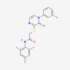 2-((4-(3-fluorophenyl)-3-oxo-3,4-dihydropyrazin-2-yl)thio)-N-mesitylacetamide