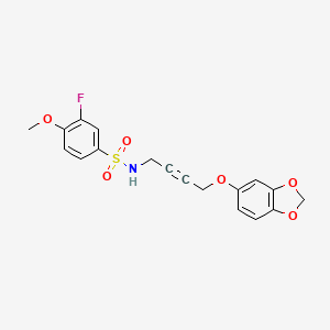 molecular formula C18H16FNO6S B2674662 N-(4-(benzo[d][1,3]dioxol-5-yloxy)but-2-yn-1-yl)-3-fluoro-4-methoxybenzenesulfonamide CAS No. 1448034-83-0