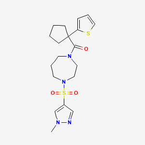 (4-((1-methyl-1H-pyrazol-4-yl)sulfonyl)-1,4-diazepan-1-yl)(1-(thiophen-2-yl)cyclopentyl)methanone