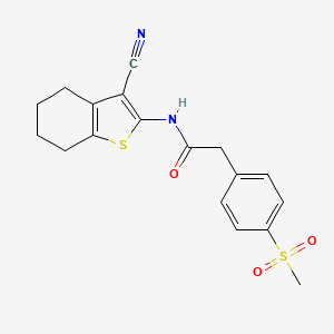 molecular formula C18H18N2O3S2 B2674674 N-(3-cyano-4,5,6,7-tetrahydro-1-benzothiophen-2-yl)-2-(4-methanesulfonylphenyl)acetamide CAS No. 942008-39-1