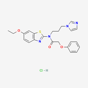 molecular formula C23H25ClN4O3S B2674695 N-(3-(1H-imidazol-1-yl)propyl)-N-(6-ethoxybenzo[d]thiazol-2-yl)-2-phenoxyacetamide hydrochloride CAS No. 1330283-99-2