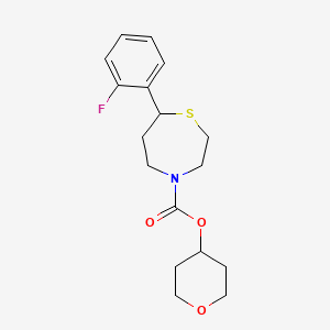 molecular formula C17H22FNO3S B2674703 oxan-4-yl 7-(2-fluorophenyl)-1,4-thiazepane-4-carboxylate CAS No. 1705762-52-2