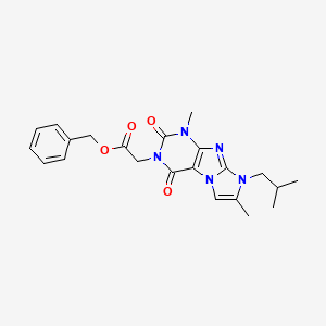 molecular formula C22H25N5O4 B2674721 benzyl 2-(8-isobutyl-1,7-dimethyl-2,4-dioxo-1H-imidazo[2,1-f]purin-3(2H,4H,8H)-yl)acetate CAS No. 938790-47-7