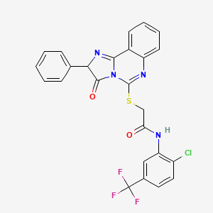 molecular formula C25H16ClF3N4O2S B2674728 N-[2-chloro-5-(trifluoromethyl)phenyl]-2-({3-oxo-2-phenyl-2H,3H-imidazo[1,2-c]quinazolin-5-yl}sulfanyl)acetamide CAS No. 958595-07-8