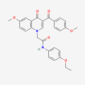 molecular formula C28H26N2O6 B2674731 N-(4-ethoxyphenyl)-2-[6-methoxy-3-(4-methoxybenzoyl)-4-oxo-1,4-dihydroquinolin-1-yl]acetamide CAS No. 866342-79-2