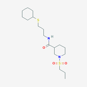 molecular formula C18H34N2O3S2 B2674734 N-(3-(cyclohexylthio)propyl)-1-(propylsulfonyl)piperidine-3-carboxamide CAS No. 906147-42-0