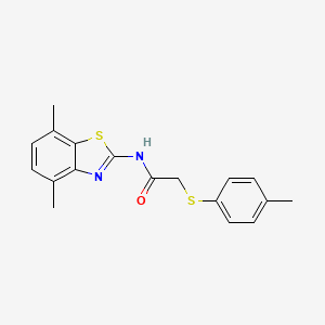 molecular formula C18H18N2OS2 B2674755 N-(4,7-dimethylbenzo[d]thiazol-2-yl)-2-(p-tolylthio)acetamide CAS No. 895459-97-9