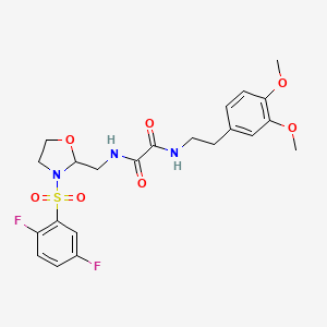 molecular formula C22H25F2N3O7S B2674800 N-{[3-(2,5-difluorobenzenesulfonyl)-1,3-oxazolidin-2-yl]methyl}-N'-[2-(3,4-dimethoxyphenyl)ethyl]ethanediamide CAS No. 868983-44-2