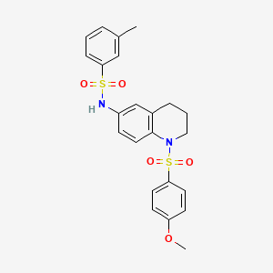 molecular formula C23H24N2O5S2 B2674830 N-(1-((4-methoxyphenyl)sulfonyl)-1,2,3,4-tetrahydroquinolin-6-yl)-3-methylbenzenesulfonamide CAS No. 1173032-27-3