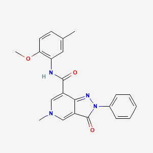 molecular formula C22H20N4O3 B2674837 N-(2-methoxy-5-methylphenyl)-5-methyl-3-oxo-2-phenyl-2H,3H,5H-pyrazolo[4,3-c]pyridine-7-carboxamide CAS No. 921575-32-8