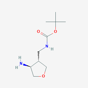 molecular formula C10H20N2O3 B2674841 Rac-tert-butyl n-{[(3r,4r)-4-aminooxolan-3-yl]methyl}carbamate CAS No. 1903428-06-7