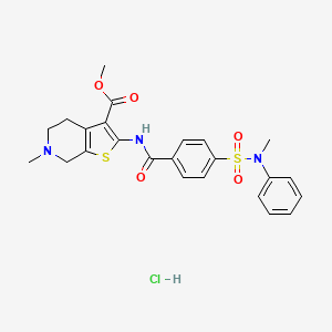 molecular formula C24H26ClN3O5S2 B2674862 methyl 6-methyl-2-(4-(N-methyl-N-phenylsulfamoyl)benzamido)-4,5,6,7-tetrahydrothieno[2,3-c]pyridine-3-carboxylate hydrochloride CAS No. 1217036-57-1