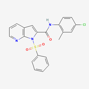 molecular formula C21H16ClN3O3S B2674886 N-(4-chloro-2-methylphenyl)-1-(phenylsulfonyl)-1H-pyrrolo[2,3-b]pyridine-2-carboxamide CAS No. 477872-23-4