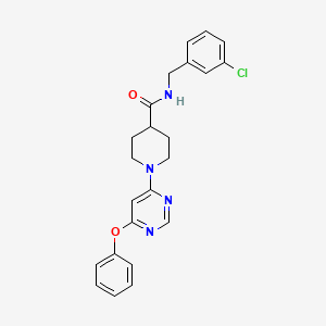 molecular formula C23H23ClN4O2 B2674891 N-(3-chlorobenzyl)-1-(6-phenoxypyrimidin-4-yl)piperidine-4-carboxamide CAS No. 1251672-83-9