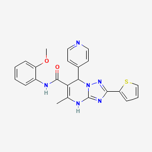 molecular formula C23H20N6O2S B2674906 N-(2-methoxyphenyl)-5-methyl-7-(pyridin-4-yl)-2-(thiophen-2-yl)-4H,7H-[1,2,4]triazolo[1,5-a]pyrimidine-6-carboxamide CAS No. 540505-95-1