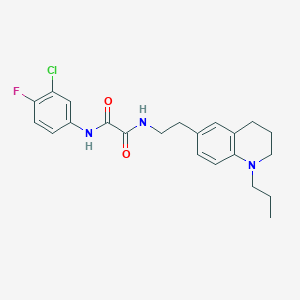 molecular formula C22H25ClFN3O2 B2674923 N'-(3-chloro-4-fluorophenyl)-N-[2-(1-propyl-1,2,3,4-tetrahydroquinolin-6-yl)ethyl]ethanediamide CAS No. 955594-55-5