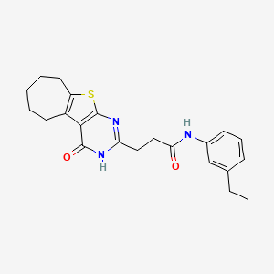 B2674962 N-(3-ethylphenyl)-3-(4-oxo-3,5,6,7,8,9-hexahydro-4H-cyclohepta[4,5]thieno[2,3-d]pyrimidin-2-yl)propanamide CAS No. 1030106-09-2