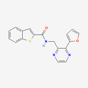 molecular formula C18H13N3O2S B2674970 N-((3-(furan-2-yl)pyrazin-2-yl)methyl)benzo[b]thiophene-2-carboxamide CAS No. 2034464-24-7