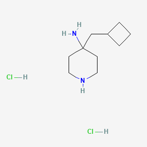 molecular formula C10H22Cl2N2 B2675007 4-(Cyclobutylmethyl)piperidin-4-amine dihydrochloride CAS No. 1779130-03-8