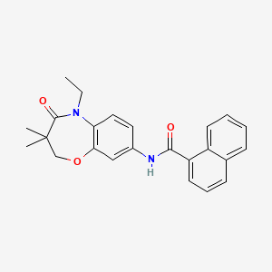 molecular formula C24H24N2O3 B2675029 N-(5-ethyl-3,3-dimethyl-4-oxo-2,3,4,5-tetrahydrobenzo[b][1,4]oxazepin-8-yl)-1-naphthamide CAS No. 921793-76-2